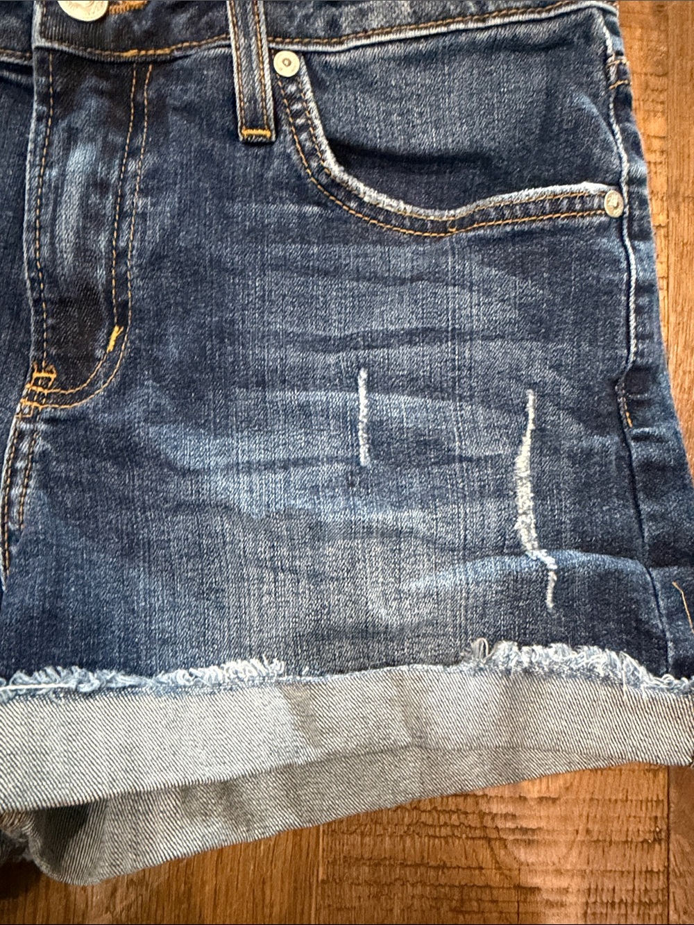 Just Black Indigo Distressed Roll-Cuff Denim Shorts - Picture 3 of 9